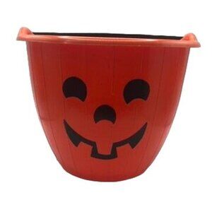 Vintage Pumpkin Jack-O-Lantern Bucket Halloween Trick Or Treat Candy Pail